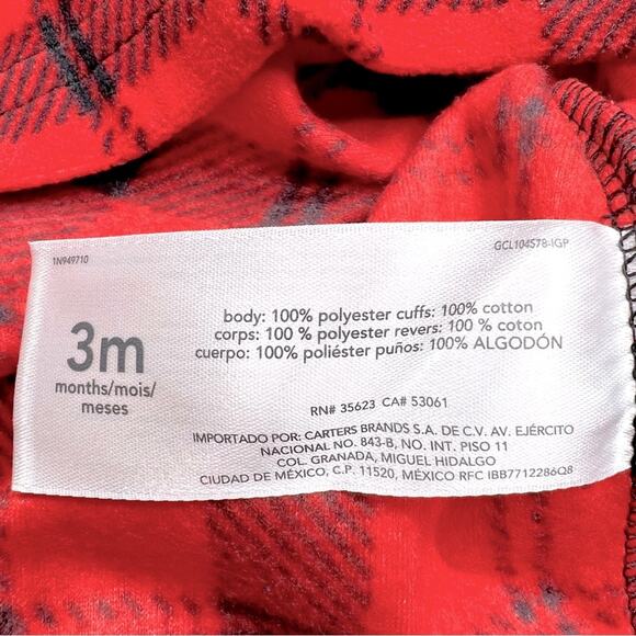 NWT Carter's Baby Fleece Pullover Sweater Buffalo Check Plaid 3 months - Picture 5 of 5